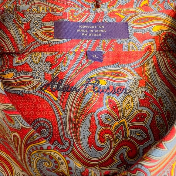 Alan Flusser Paisley Patterned Mens Button Front Cotton Shirt Multicolor Size XL - Picture 5 of 5